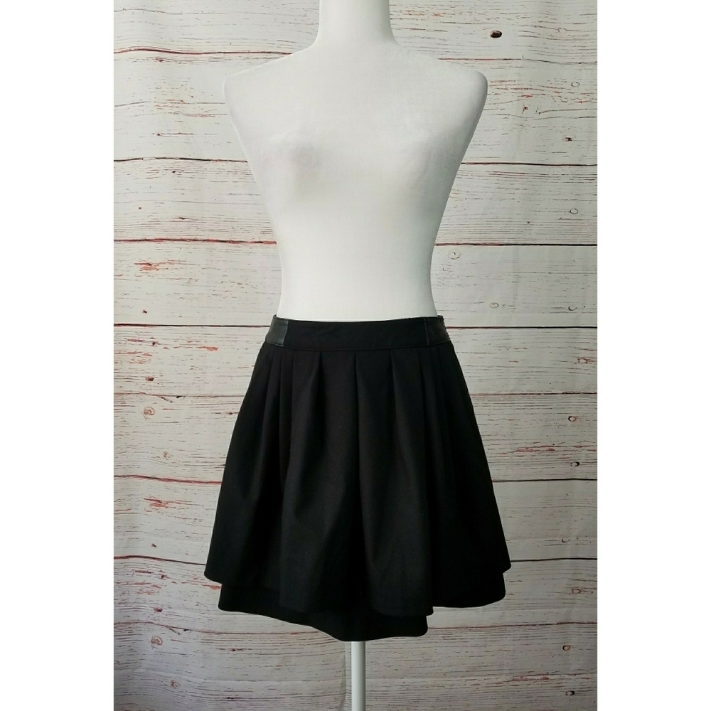 H&M // ruffle tiered faux leather high waist mini